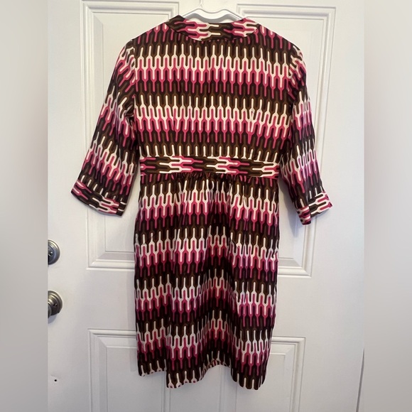 Milly Women’s Silk Shift Mini Cocktail Formal Bold Pink and Brown Dress Size 2 - Picture 4 of 7
